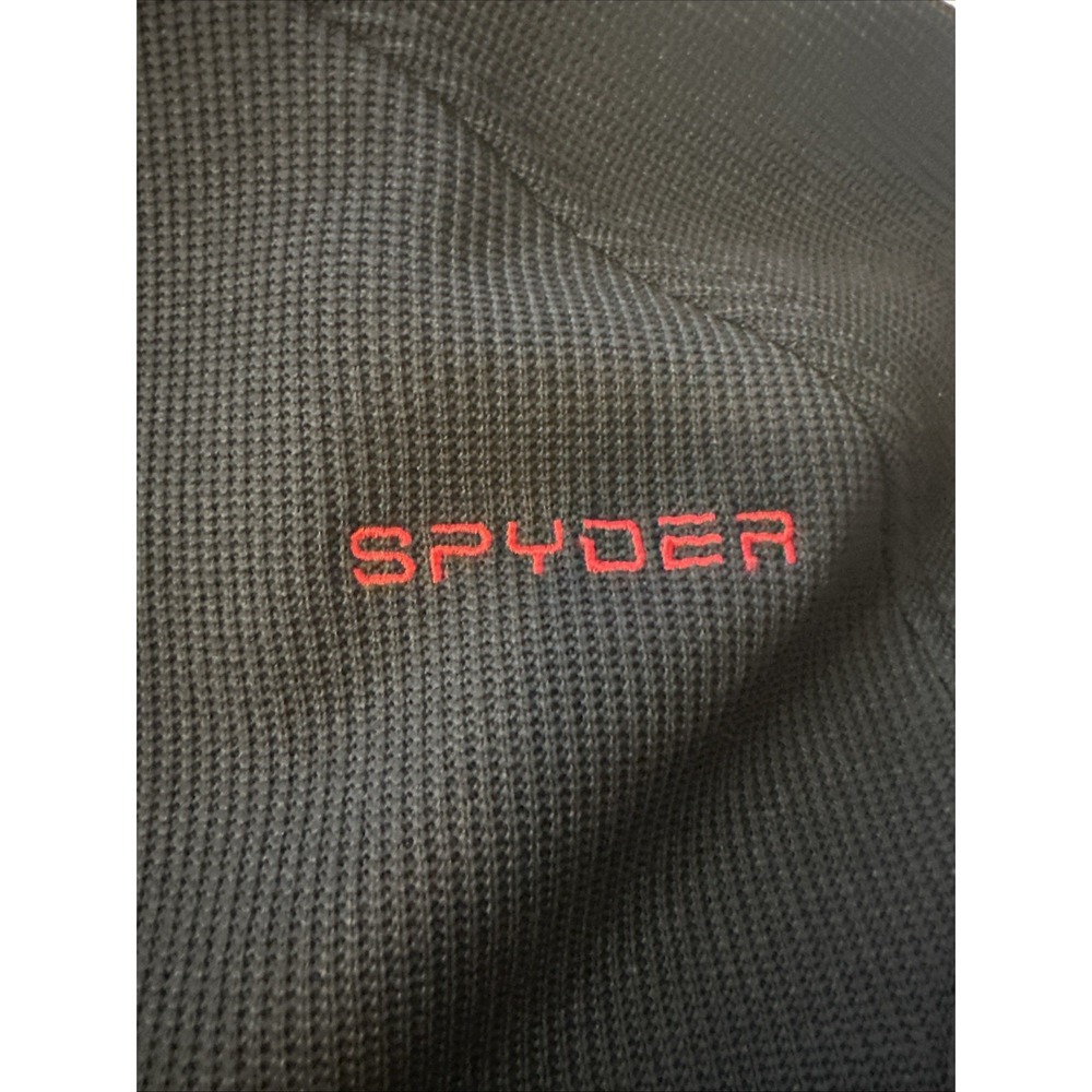Spyder Men's 1/4 Zip Pullover, Heavyweight Black and Red Waffle Knit Size Medium - Picture 9 of 9
